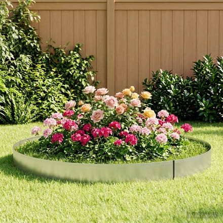 vidaXL - Gazonrand - 10 - m - x - 15 - cm - Gegalvaniseerd - staal - zilver