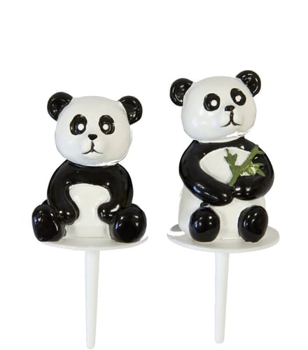 HOBI - 2 Panda harsfiguren 7 cm voor taart