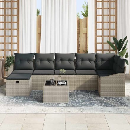 vidaXL - Bankstel - 8 - st - poly - rattan