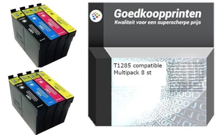 Epson T1285 inkt cartridges 2 x 4 Kleuren Multipack (108 ml)
