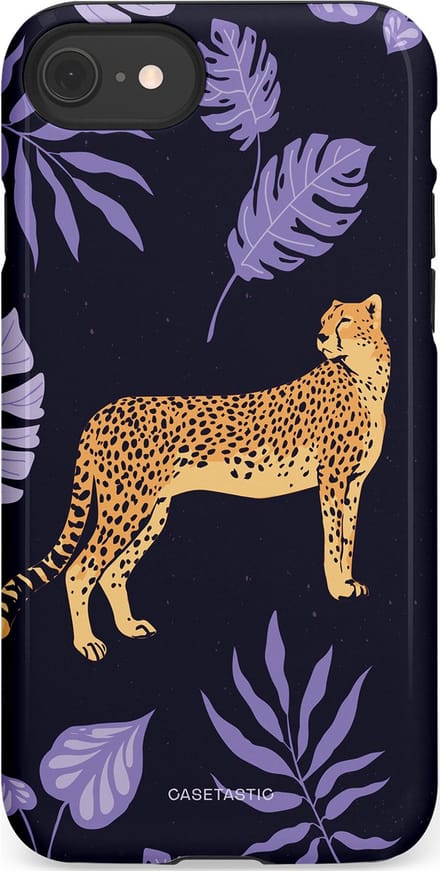 Casetastic hoesje geschikt voor Apple iPhone SE / Apple iPhone 7 / Apple iPhone 8 - Dubbellaagse bescherming - Cheetah snelheid - Fashion Case - Donkerblauw Lavendel