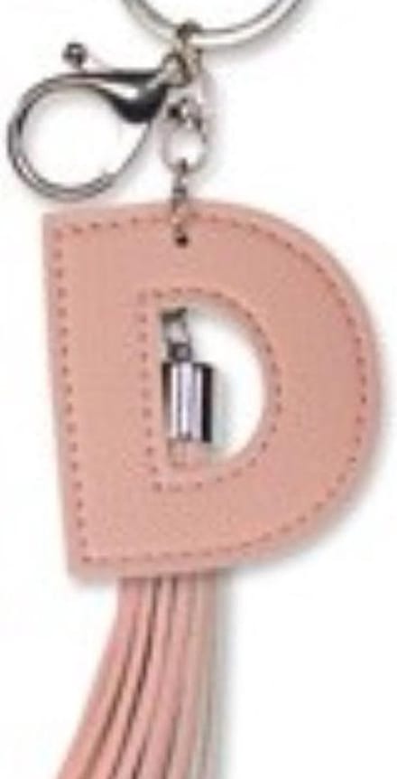Sleutelhanger met kwastje | Imitatie leer | Roze | D