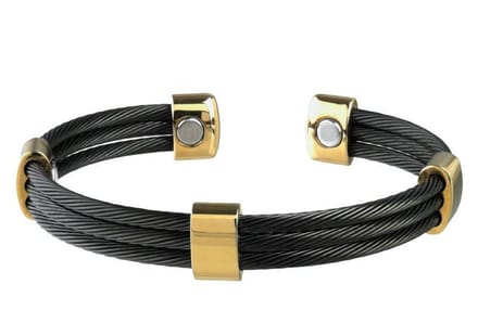 Magneet Armband Trio Cable Black Gold-XL