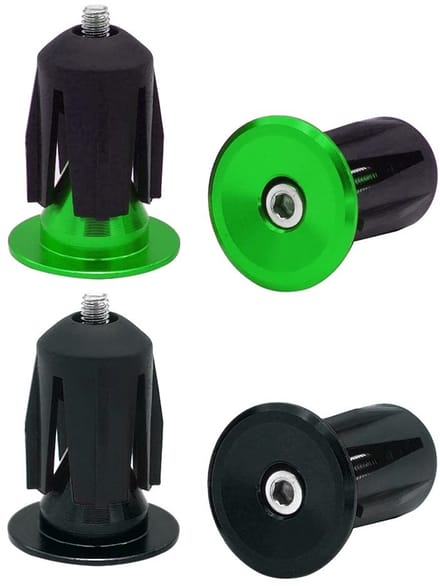 Dailygoods - 2 Paar Aluminium Einddoppen voor Fietsstuur - Groen en Zwart