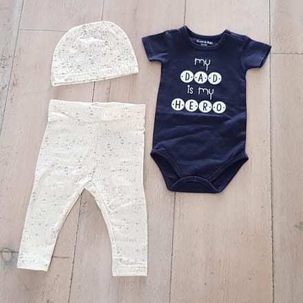 Baby Multipack tekst Rompertje broekje mutsje mama papa eerste vaderdag en moederdag cadeau