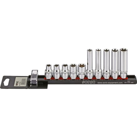 E-TORX dopsleutelset SONIC 3/8" 10 Stuk 2x(E10, E11, E12, E14, E16)