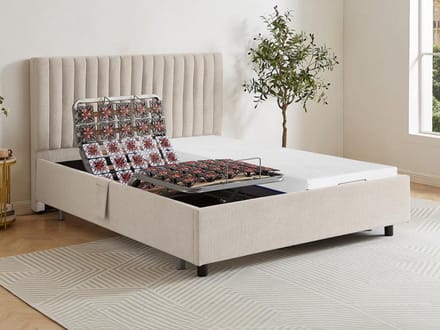 Vente-unique Bed met elektrische lattenbodem stof beige 2 x 70 x 190 cm