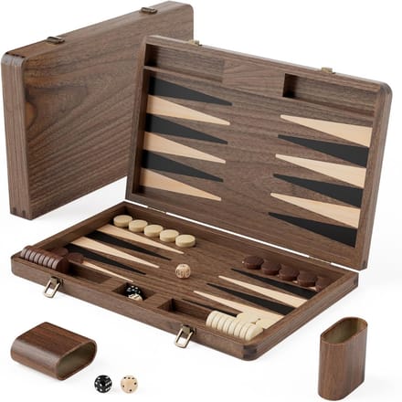 White-Label® Backgammon Koffer – Lederen Bordspel – Reisspel - Bruin