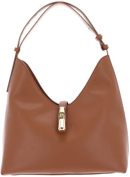 FURLA Leren Schoudertas Goccia Hobo Bag Brandy Lichtbruin