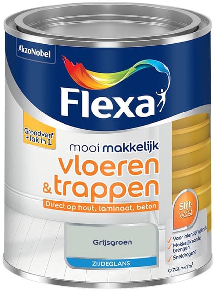 Flexa - Mooi Makkelijk Vloeren & Trappen Zijdeglans - Grijsgroen - Mengverf - 750 Ml