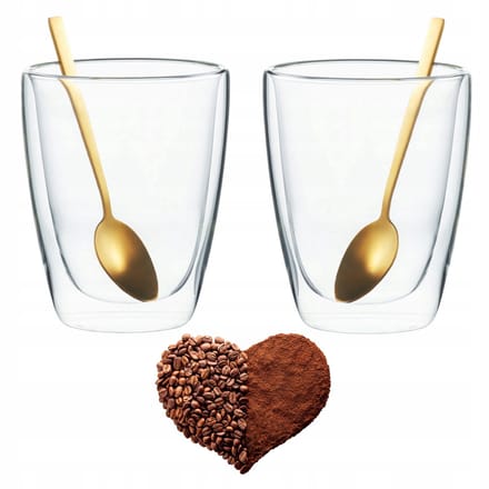 Thermosglazen 375ml met Dubbele Bodem - Set van 2