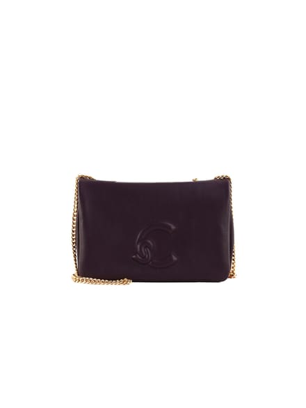 COCCINELLE Leren schoudertas avondtas Dulse Mini Bag Smooth Leather Prune donkerpaars