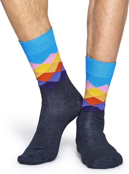 Happy Socks Faded Diamond - Antraciet - Maat 36-40
