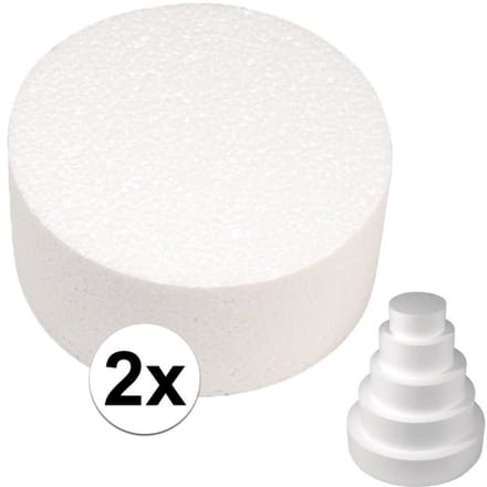 Rayher Piepschuim vormen schijf - 2x - 30 cm breed en 7 cm hoog - wit - knutselen - taartschijf - cirkel