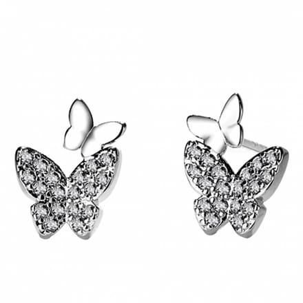 Zilveren oorbellen - twee vlinder - Charme Bijoux