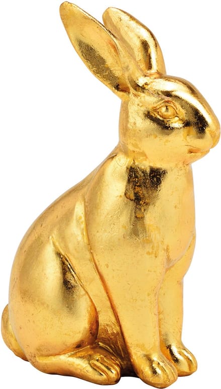 Decoratief Beeld Konijntje van poly goud (B/H/D) 10x16x6cm Paashaas Haas Goudkleurig