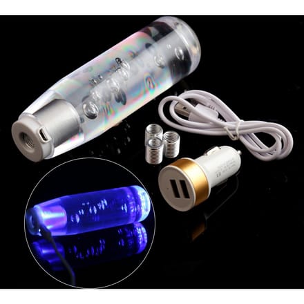 Auto-pookknop Shifter Crystal Style Handmatige schakelkop Universele LED-schakelhendel 15cm blauw