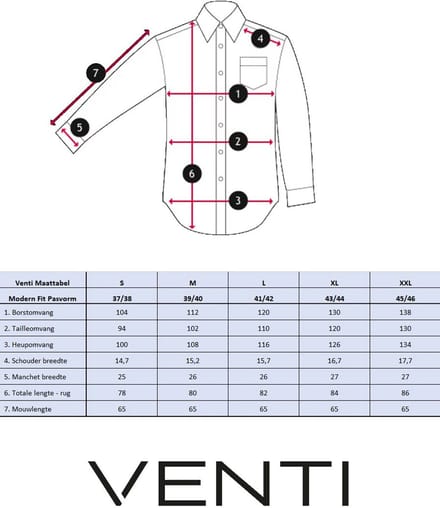 Rood Venti Overhemd Kent Boord Met Motief Modern Fit - M