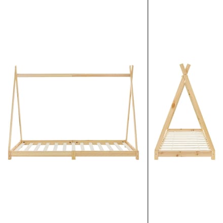 Kinderbed Tipi 90x200 cm gemaakt van dennenhout Houten bed met lattenbodem ML design