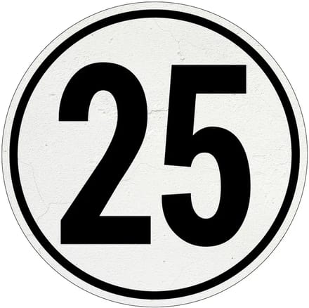 Tempo 25 bord | Sign Again materiaal | 20 cm