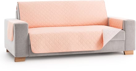 Belmarti® bankbeschermer Duo 220cm Breed – Zalmroze-Ivoor - Dubbelzijdig, beschermt tegen vlekken, haren en krassen – ideaal voor gezinnen met kinderen en huisdieren
