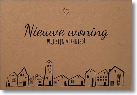 Nieuwe woning | Verhuiskaarten - A6 - kraft - kaartenset - 12 stuks
