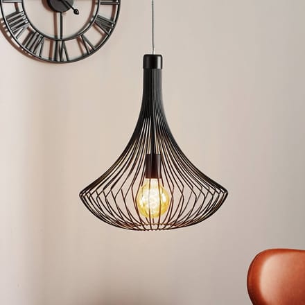 Lamkur Hanglamp Cage in zwart met kooi-kap