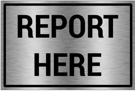 Report here bord - gecoat brushed aluminium - grijs zwart | 30 x 20 cm