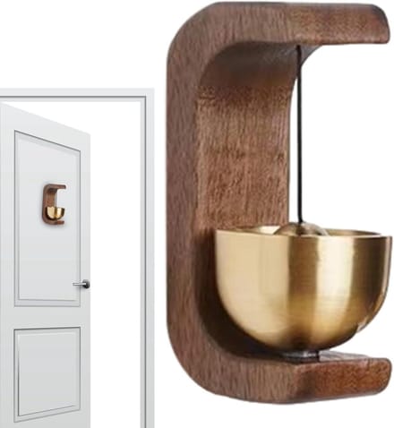 Deurbel Hout - Winkelbel Deur - Entree Aankondiging - Magnetische Bevestiging - 18.5 cm Lengte - Bruin