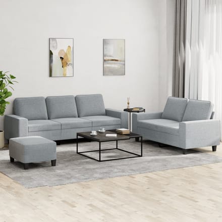 vidaXL - 3-delige - Loungeset - stof - lichtgrijs