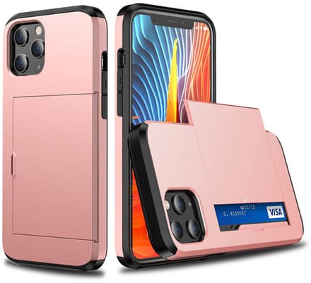 Hoesje geschikt voor iPhone 7 - Backcover - Hardcase - Pasjeshouder - Portemonnee - Shockproof - TPU - Rose Goud
