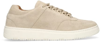 Manfield - Heren - Beige suède sneakers - Maat 40