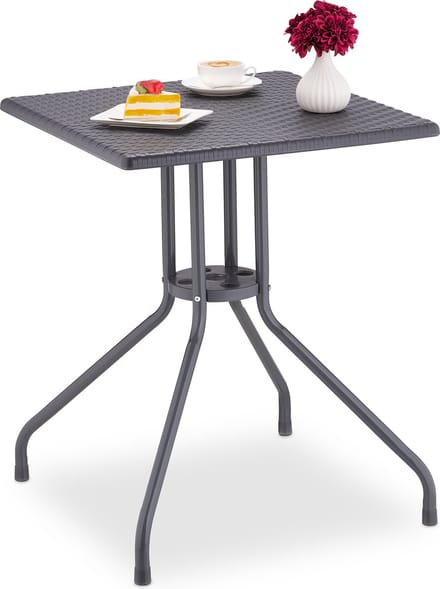 tuintafel - rotanlook - 75 x 61 x 61 cm - balkontafel - tot 60 kg - grijs