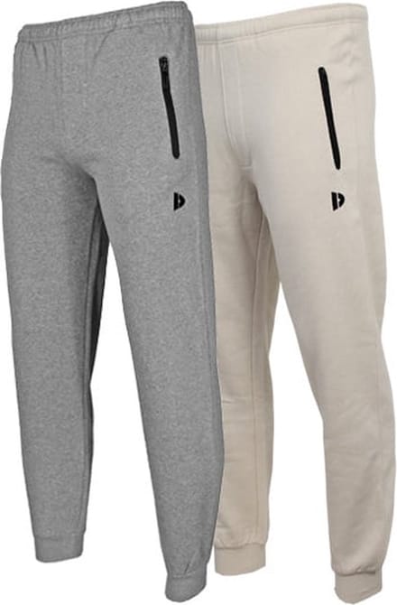 2-Pack Donnay - Joggingbroek met elastiek (Jack) - Sportbroek - Heren - Silver-marl/Sand (592) - maat S