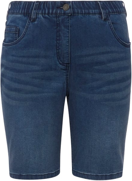 Ulla Popken - Dames - Jeansbermuda Mandy 5-pocket model comfortabele tailleband - Licht blauw denim - Maat 62