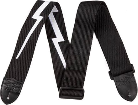 Fender 990613106 gitaarriem, 5cm. breed, nylon lightning bolt, zwart
