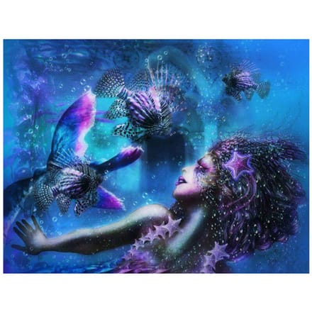 Broderie Diamant 5D DIY Poisson Beauté Décoration Mariage Strass 20X30CM blue