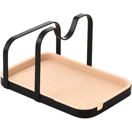 RVS Dekselhouder Rek Standaard Multifunctionele Dekselopslag met Druipbak Dekselsteun Standaard Dekselhouder beige