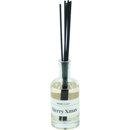 Housevitamin Geurstokjes Merry Xmas – Glas 100ml – Appel/Kaneel – Luxe Kerst Diffuser – Ideaal Relatiegeschenk
