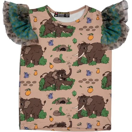 Rokshirt met volant voor meisje Raspberry Republic Wooly Mammoth