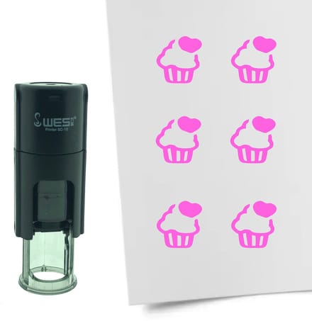 CombiCraft Stempel Cupcake 10mm rond - roze inkt