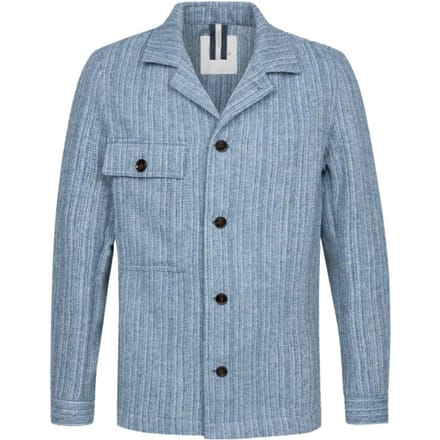 normale fit overshirt Profuomo lichtblauw geprint scheerwol