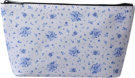 Juleeze Toilettas Dames 26x6x16 cm Wit Blauw Kunststof Roosjes