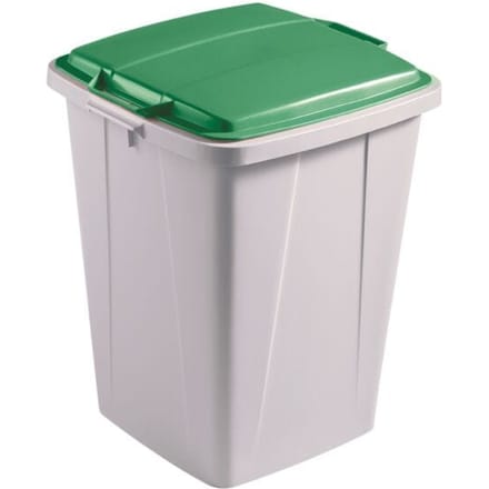 Afvalverzamelbak voor recycleerbaar afval Durabin® 90 L - grijs met deksel groen
