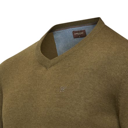 Cappuccino Italia - Heren Trui Pullover Salerno - Groen - Maat XXL