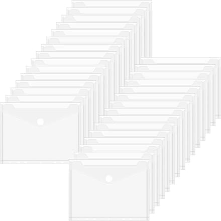 Dailygoods- Documententas A5 - 30 Stuks - Transparante Documentenmap - Waterdicht - Klittenbandsluiting - Duurzaam PP-Materiaal - 7 Gaten