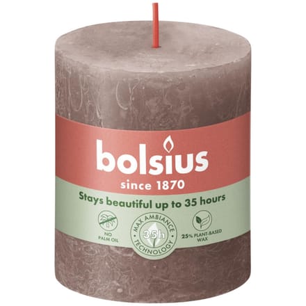 Bolsius Stompkaars Rustic Taupe Ø68 mm - Hoogte 8 cm - Taupe - 35 Branduren