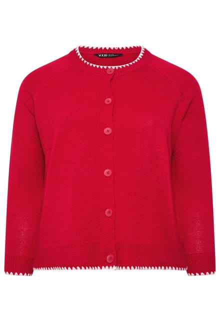 Yours Rood Vest Met Festonsteek Size 54-56
