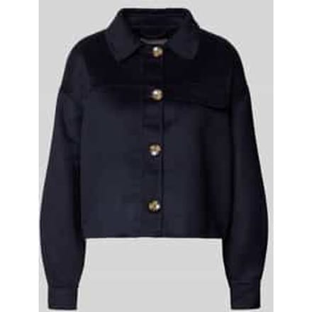 Overhemdjack met wol en labeldetail