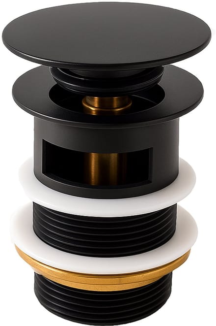 Badplaats Afvoerplug Mat Zwart - Pop up Plug voor Wastafel met Overloop
